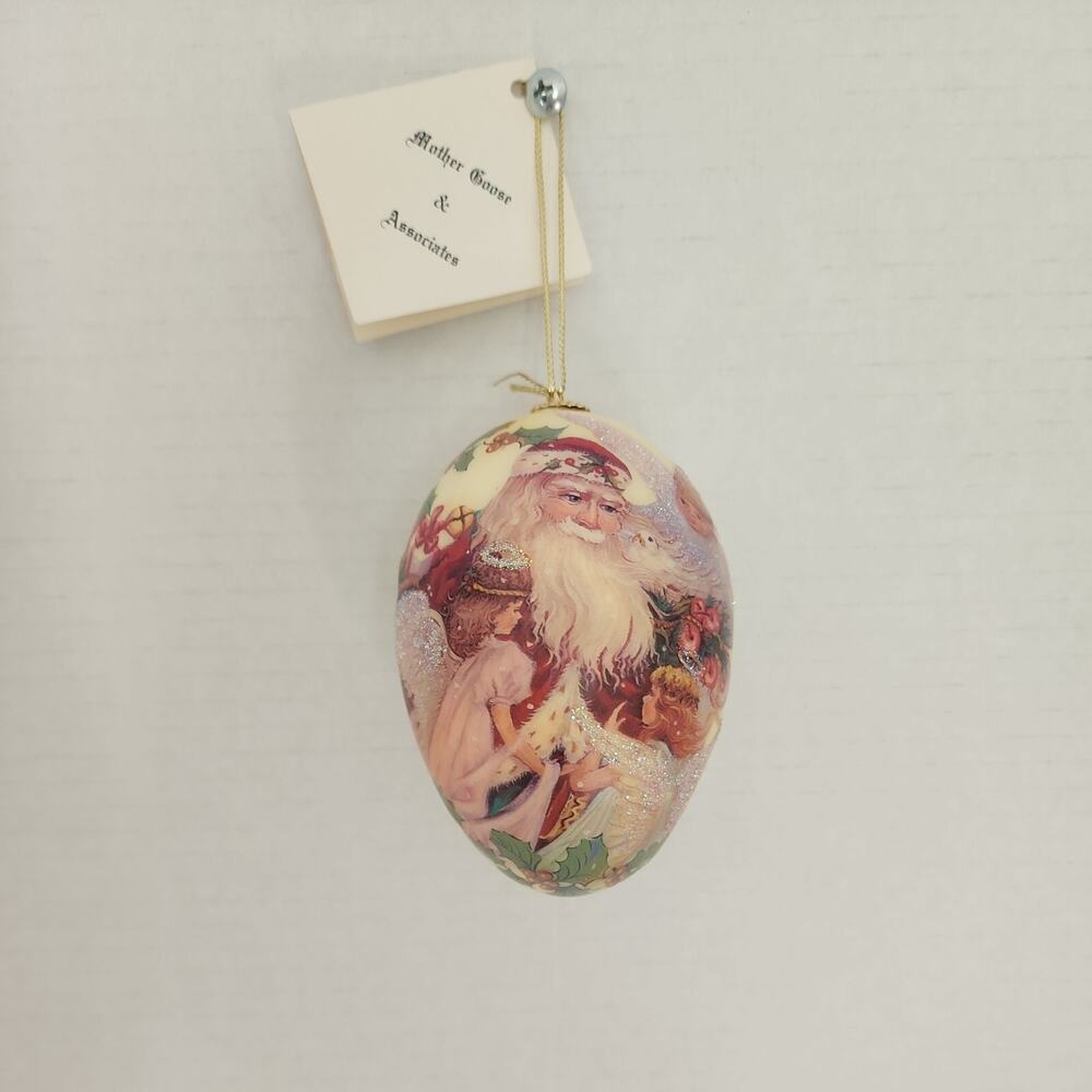 2003 Mother Goose Associates Goose Egg Christmas Ornament Santa St. Nick Angels